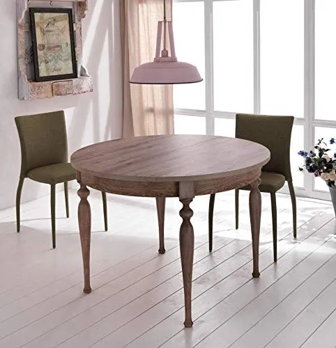 InHouse srls Table Ronde Extensible en Bois et mélamine 120/158 x 120 x H 76 cm