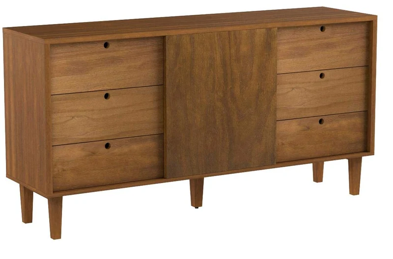 Buffet Table console "de charme" Retro 6 tiroirs, 01 porte avec 01 étagère Oak