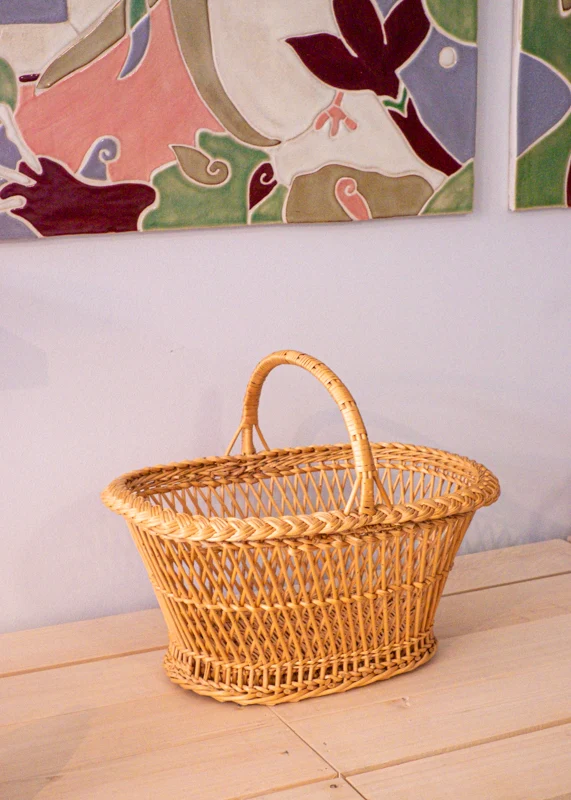 Panier en osier à croisé double