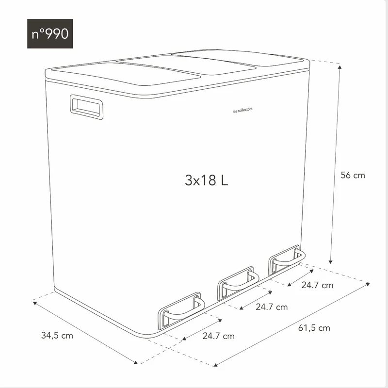 poubelle de tri 54L