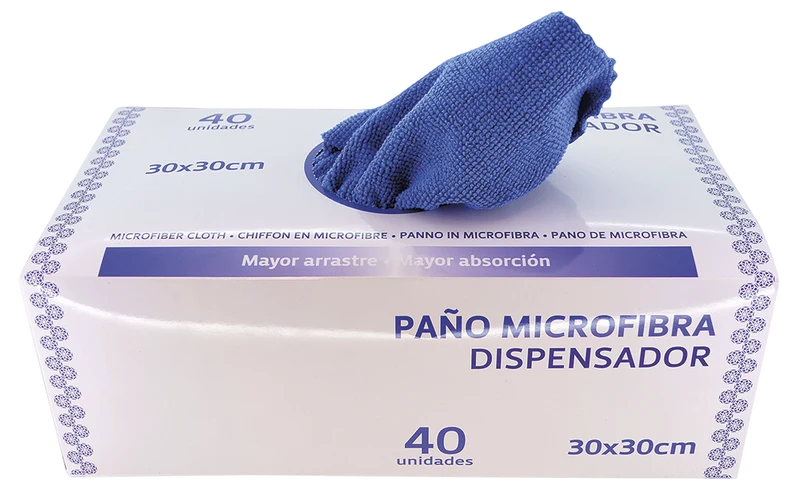 Boîte distributrice de 40 chiffons en microfibre 300x300 mm