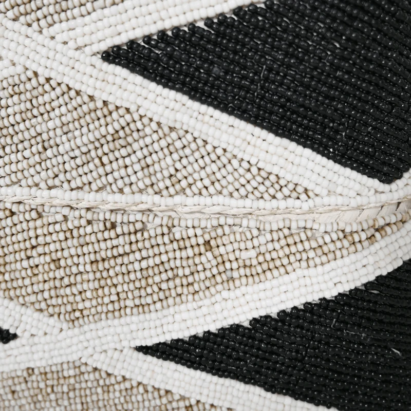 Beaded Basket | Sand/Black 20cm