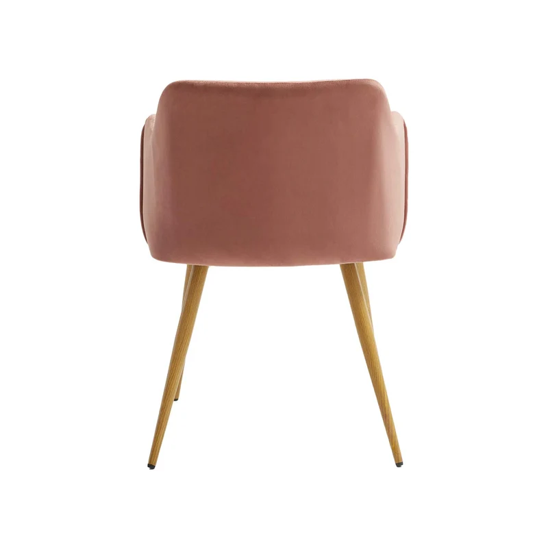 setsail Lot de 2 Chaises Salle à Manger en Tissu Velours Rétro Fauteuil Rembourré Scandinaves, Pieds en Métal Robustes Effet Bois, Rose