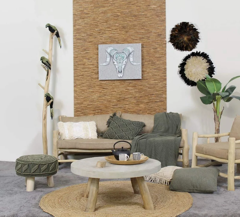 Pirouette Coussin Macrame en Coton Blanc Casse 30 x 50 cm Bobo