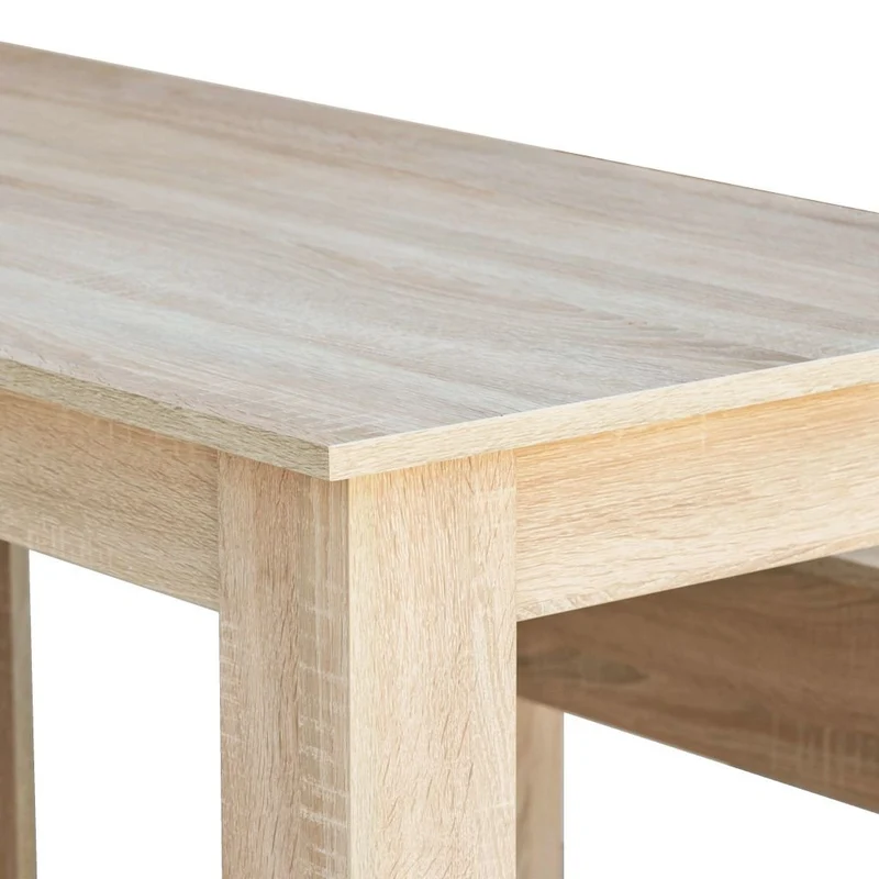 Tidyard 3 pcs Mobilier de Salle à Manger | Table a Manger | Mobilier de Cuisine | Table de Cuisine avec 1 Table et 2 Bancs Aggloméré Chêne