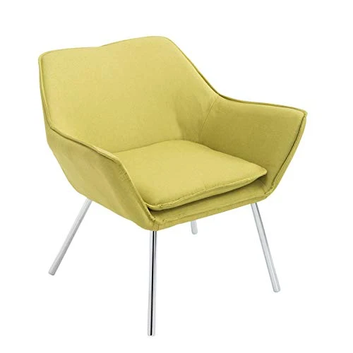 CLP Fauteuil Lounge Design Caracas Tissu I Chaise Confortable Assise et Dossier rembourrés Accoudoir I Fauteuil de Salon Piètement en Métal Vert