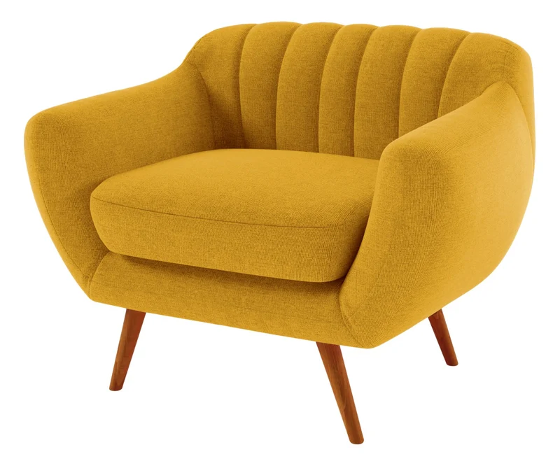 MIKITOO design Riga Fauteuil 1 Place Revêtement Fixé, Tissu, Moutarde, 104 x 86 x 84 cm