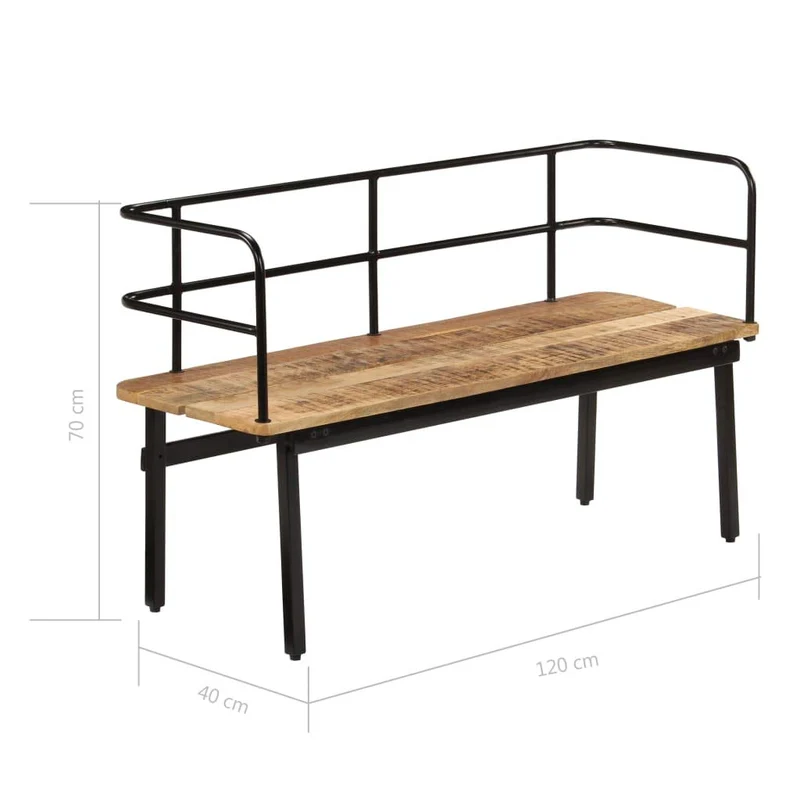 Tidyard Banc de Jardin | Banc Exterieur 120 x 40 x 70 cm | Banc Bois de Manguier Massif