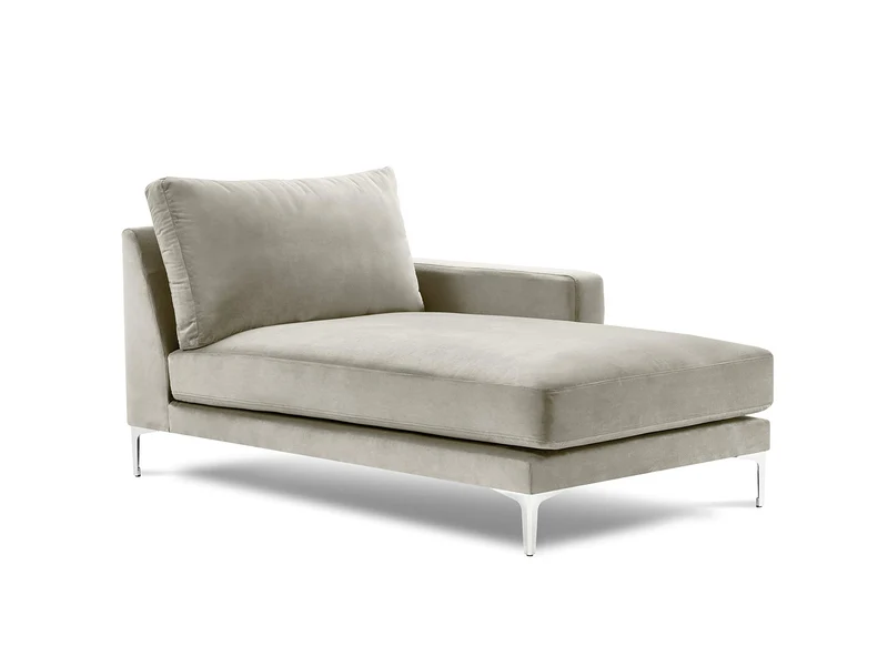 Kooko Home Velours Méridienne Droite, Lyrique, 1 Place, Beige, 160x104x90