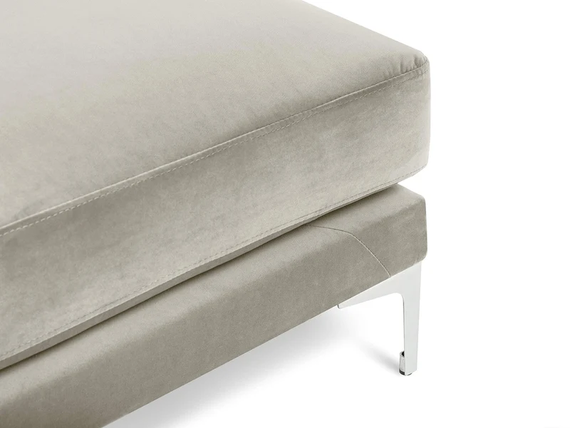 Kooko Home Velours Méridienne Droite, Lyrique, 1 Place, Beige, 160x104x90