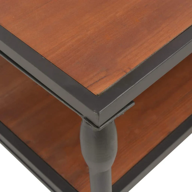 Tidyard Table Basse avec 1 Etagère en Bois de Sapin Style Industriel Marron 120x60x40 cm