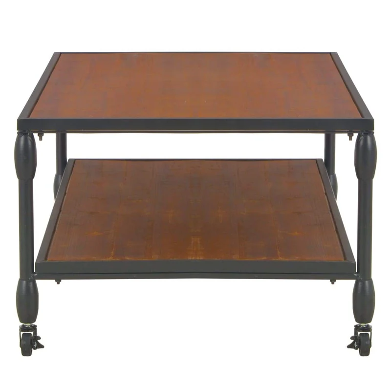 Tidyard Table Basse avec 1 Etagère en Bois de Sapin Style Industriel Marron 120x60x40 cm