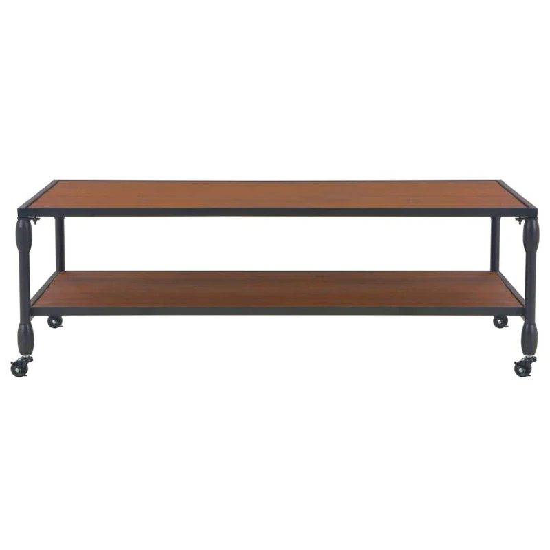 Tidyard Table Basse avec 1 Etagère en Bois de Sapin Style Industriel Marron 120x60x40 cm
