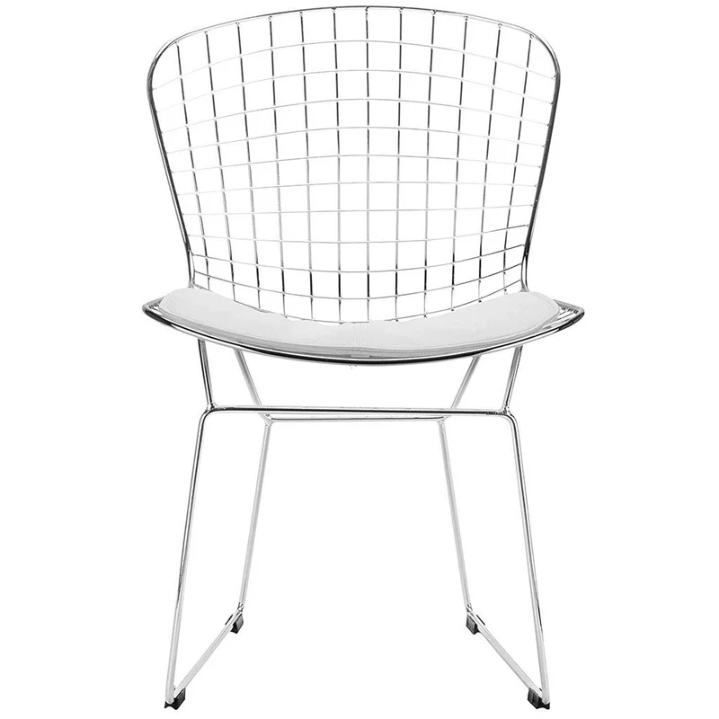 Chaise De Salle à Manger En Fer Moderne, Chaise Creuse, Fauteuil Décoration De Maison Moderne Avec Chaise En Café, (ensemble De 2),Blanc