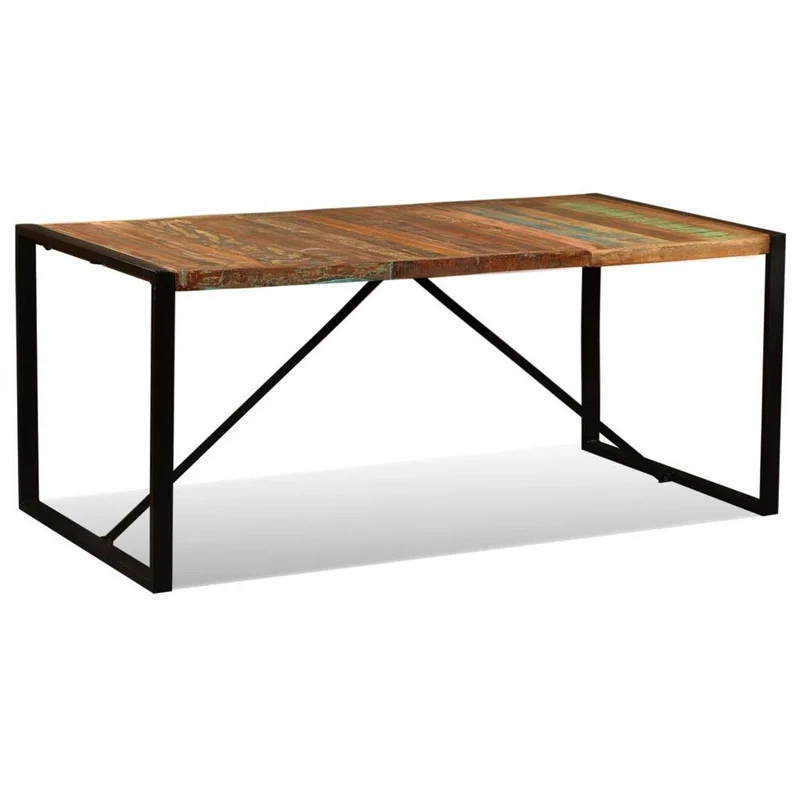 vidaXL Table Salle à Manger Bois de Récupération Massif 180 cm Table à Manger