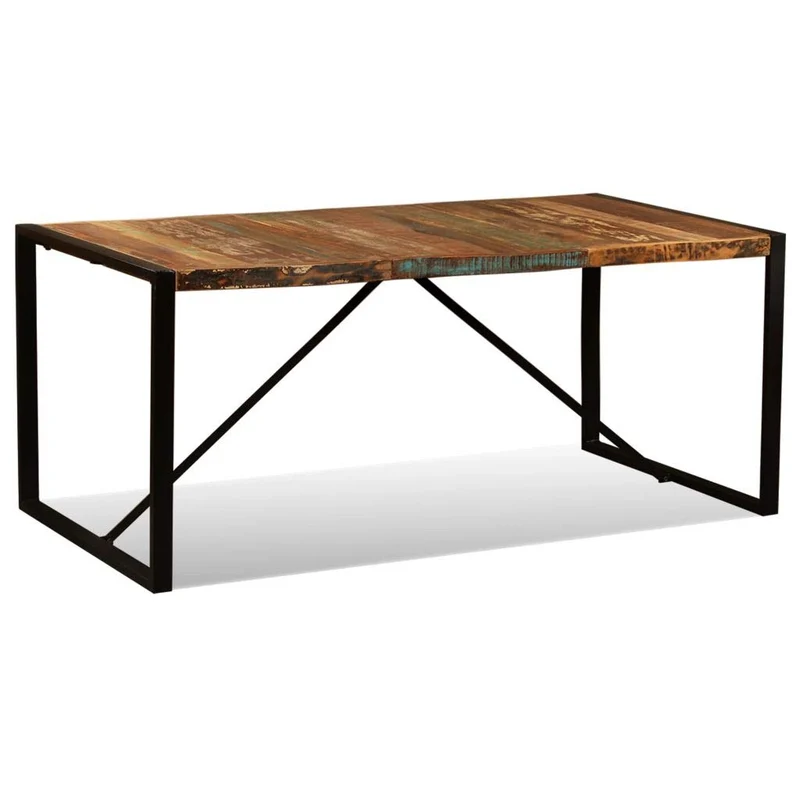 vidaXL Table Salle à Manger Bois de Récupération Massif 180 cm Table à Manger