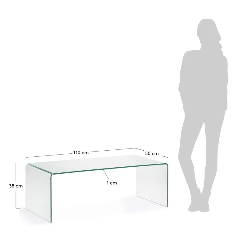 Kave Home - Table Basse et rectangulaire Burano en Verre
