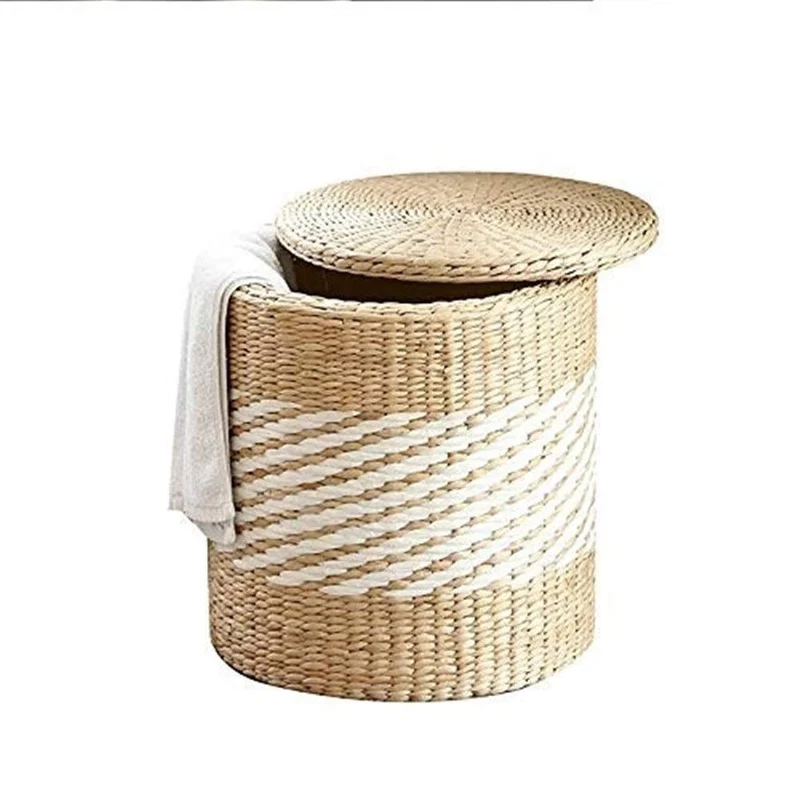 Madcg Tabouret de Rangement en rotin - Peut assoir des Personnes Changer de Chaussures Tabouret de Rangement Tabouret de Rangement Jouet Finition Boîte de Rangement Pied Pied de lit Tabouret