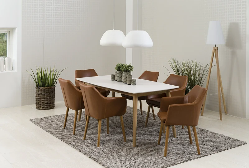 AC design furniture Fauteuil 0000055607 trine - 58 x 58 x 84 cm, Assise Cuir, Dos Vintage Cognac, Structure Bois, chêne, ölbehandelt