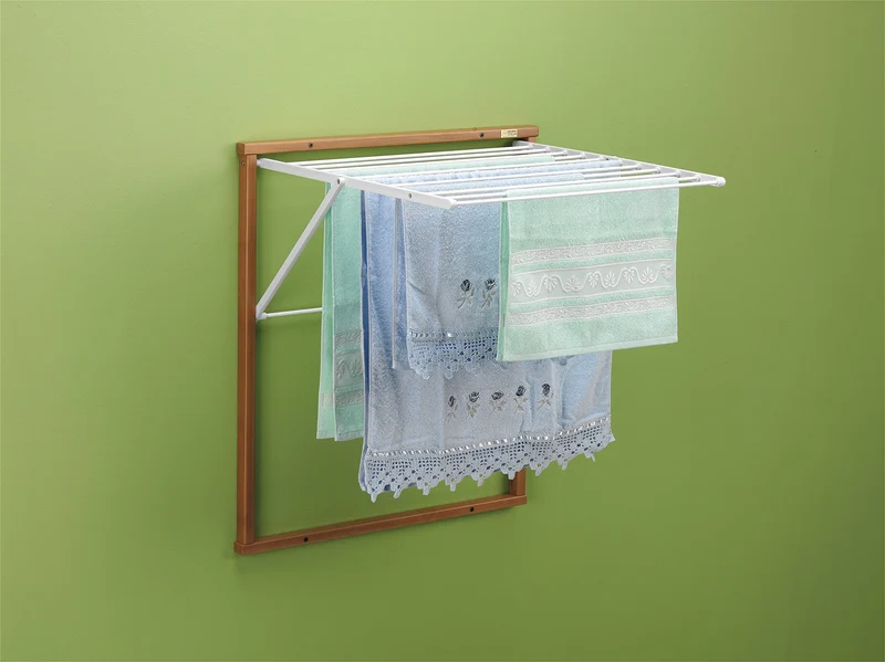 Arredamenti Italia AR_IT- 604 KLEDY Etendoir à Linge Mural Hêtre Massif couleur Cerise 69 x 80 x 63 cm