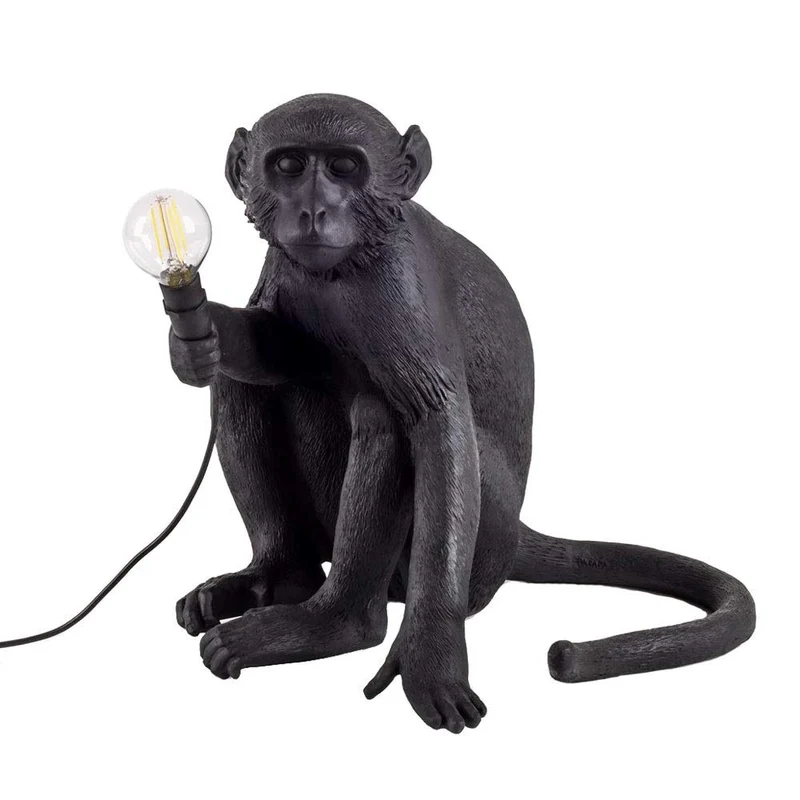 Lampe de table Singe en résine 34 * 30 * 42cm (Couleur : NOIR)
