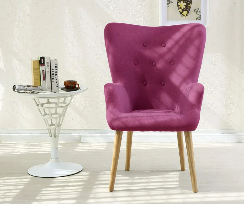 Menzzo Fauteuil scandinave Barkley Tissu Violet, 65x74x104 cm