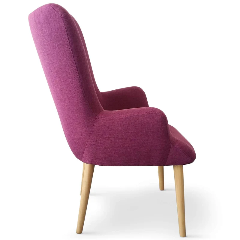 Menzzo Fauteuil scandinave Barkley Tissu Violet, 65x74x104 cm