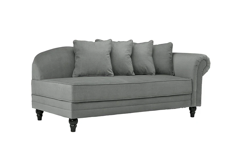 BHDesign Marie - Meridienne Moderne Antique - Velours - Coloris Gris foncé