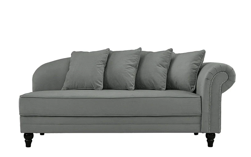 BHDesign Marie - Meridienne Moderne Antique - Velours - Coloris Gris foncé