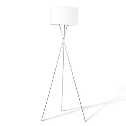 IDMarket - Lampadaire trépied métal chromé Abat-Jour Blanc