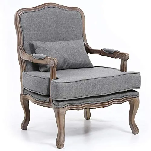 Paris Prix - Fauteuil Vintage Louis XV Esteban 96cm Gris