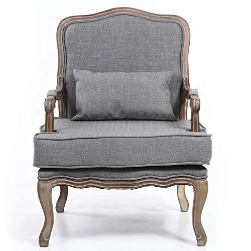 Paris Prix - Fauteuil Vintage Louis XV Esteban 96cm Gris