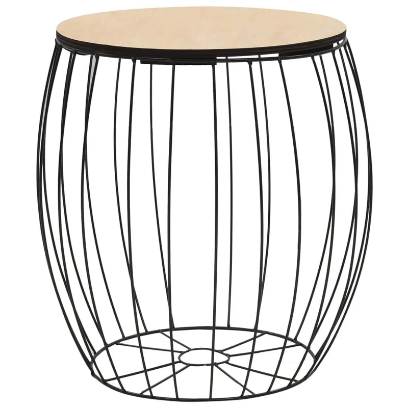 Festnight Tables gigognes Table Basse 3pcs Table de Salon Table Basse Design en Bois Massif Noir en Fer
