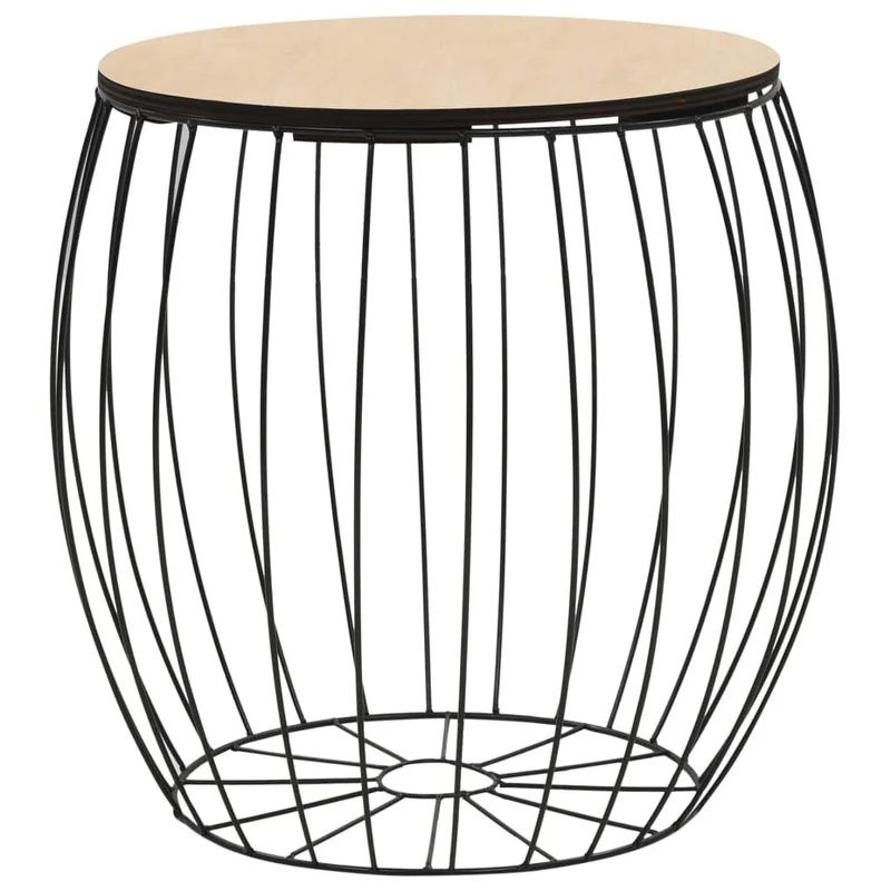 Festnight Tables gigognes Table Basse 3pcs Table de Salon Table Basse Design en Bois Massif Noir en Fer