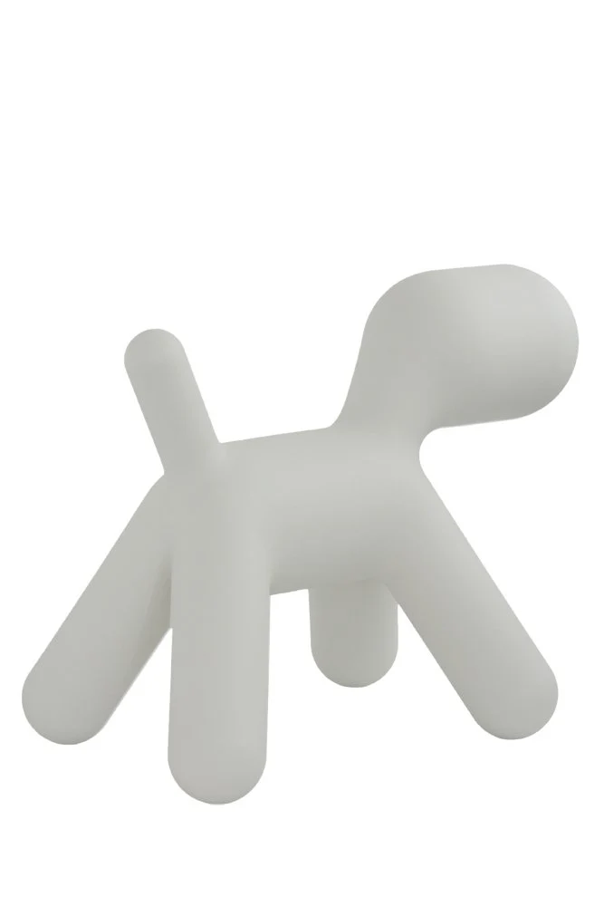 MagisMeToo Tabouret avec Surface Mate en polyéthylène Forme de Chien pour Enfant, Blanc, Small