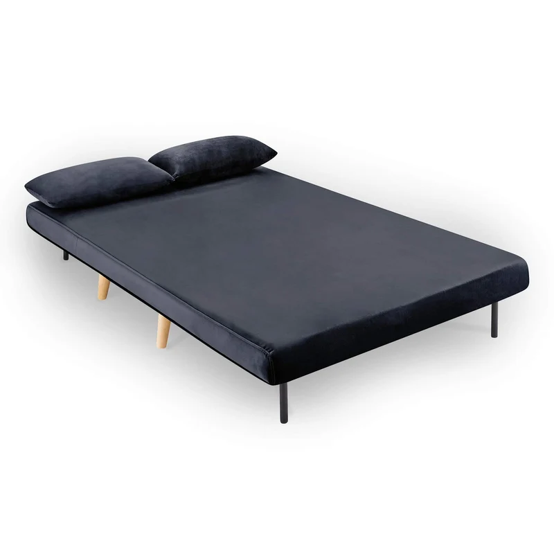 DecoInParis Banquette Convertible 2 Places en Velours Tonka (Gris)