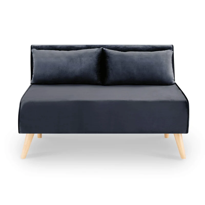 DecoInParis Banquette Convertible 2 Places en Velours Tonka (Gris)