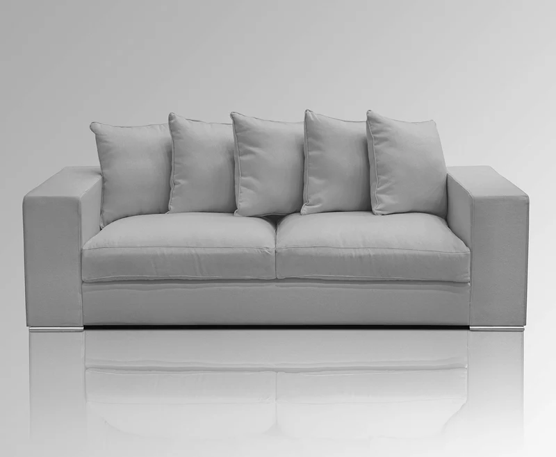 Amaris Elements | 'Cooper' Moderne de 3 Places Coussin de canapé avec 5, Effet Velours, 100% Microfibre, Basse, Clair/Gris - 3 Basse Style Maison de Campagne