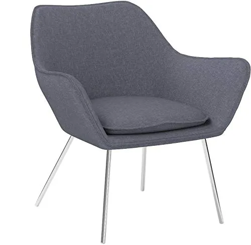 CLP Fauteuil Lounge Design Caracas Tissu I Chaise Confortable Assise et Dossier rembourrés Accoudoir I Fauteuil de Salon Piètement en Métal Gris Foncé