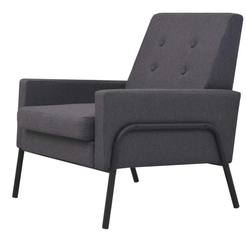 Tidyard Fauteuil Scandinave | Fauteuil de Salon | Fauteuil Chic Acier et Tissu Gris foncé