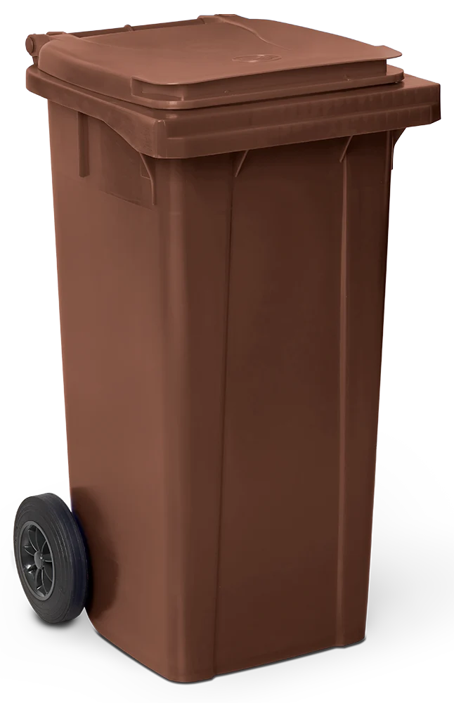 Conteneur à ordures avec couvercleet roulettes dim marron 120 lts.