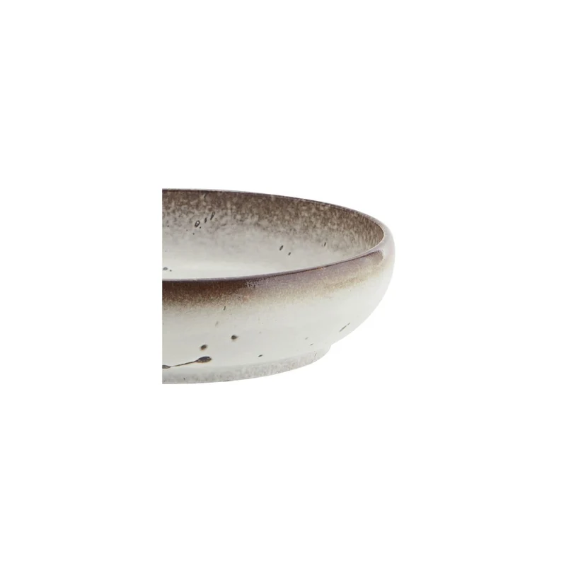 Stoneware Serving Bowl | White/Brown 28x7.5cm