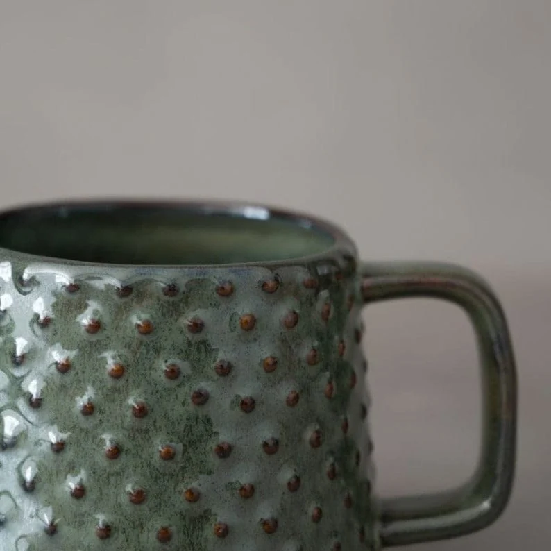 Stoneware Dotted Mug | Green/Brown 9.5x8cm