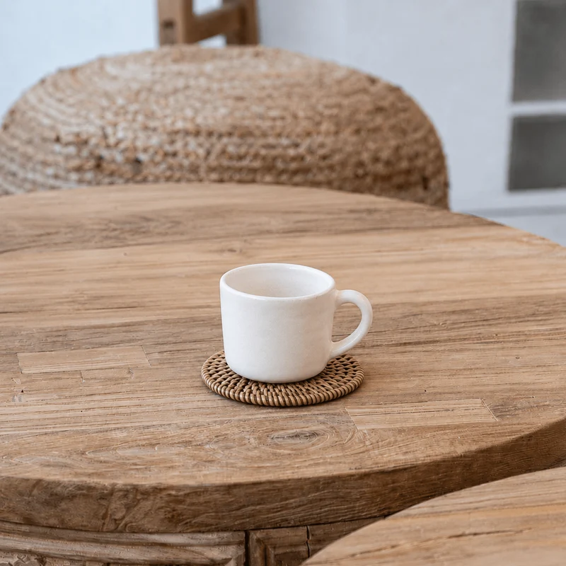 Recycled Stoneware Coffee Cup | White | 7x6cm