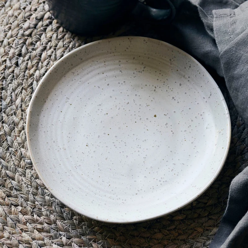Pion Stoneware Cake Plate | White/Grey 16.5x2.5cm