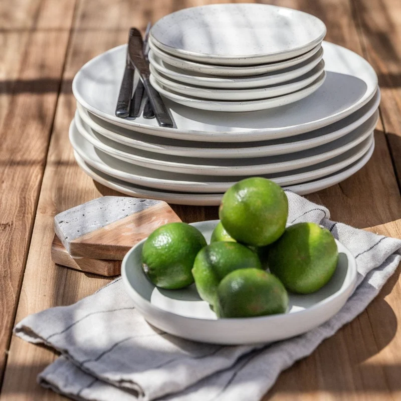 Pion Stoneware Bowl | White/Grey 22x7cm