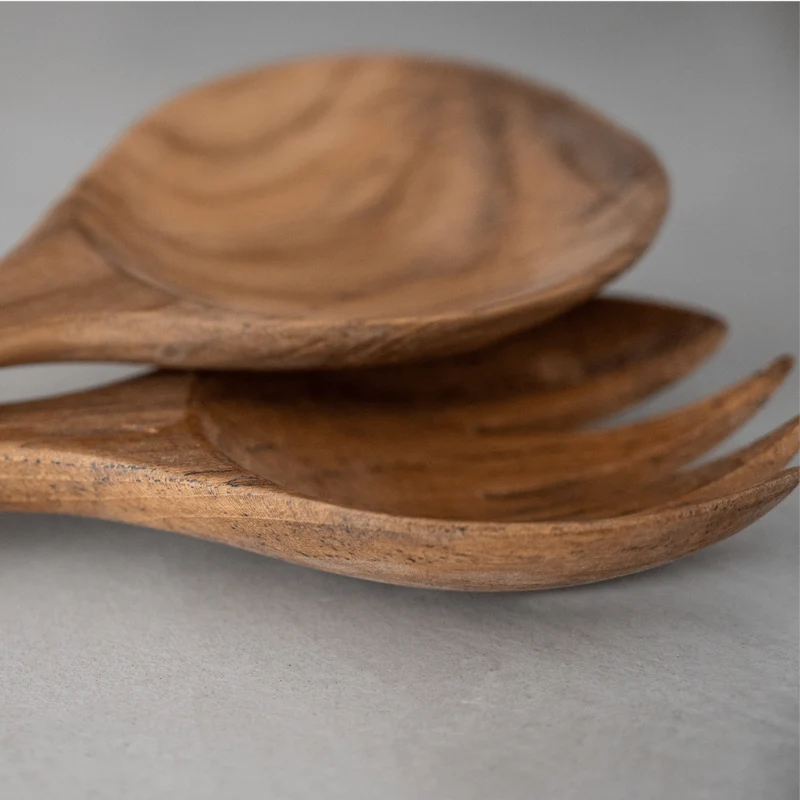 Teak Salad Serving Set of 2 | 35cm
