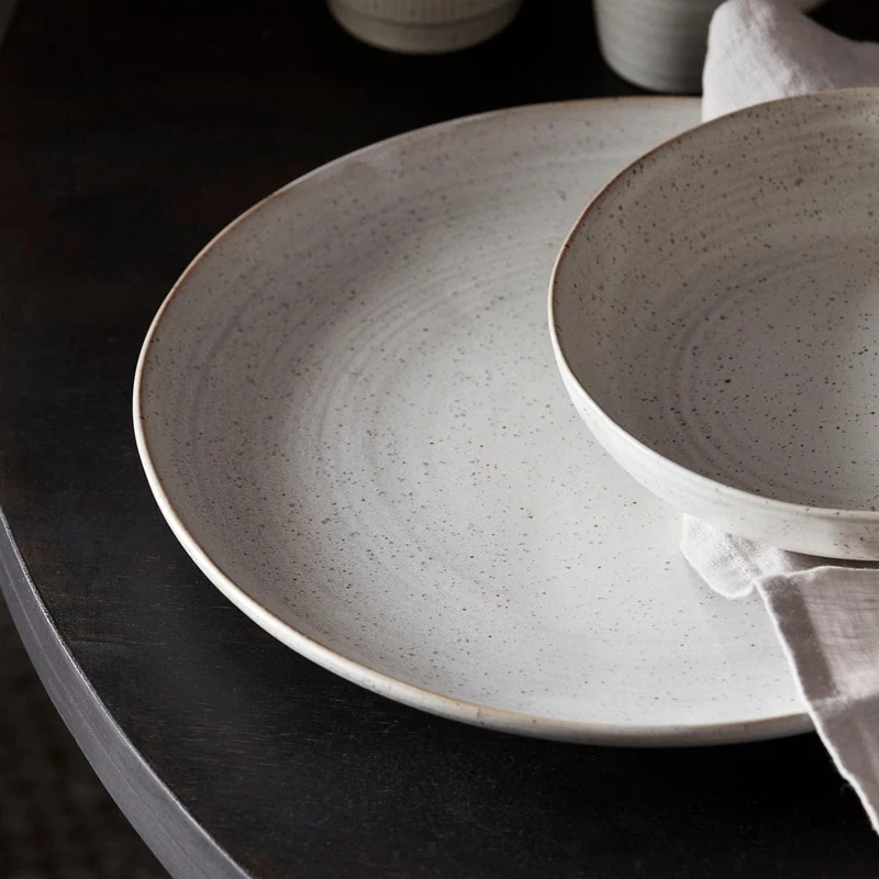 Pion Stoneware Dinner Plate | White/Grey 28.5x3.5cm