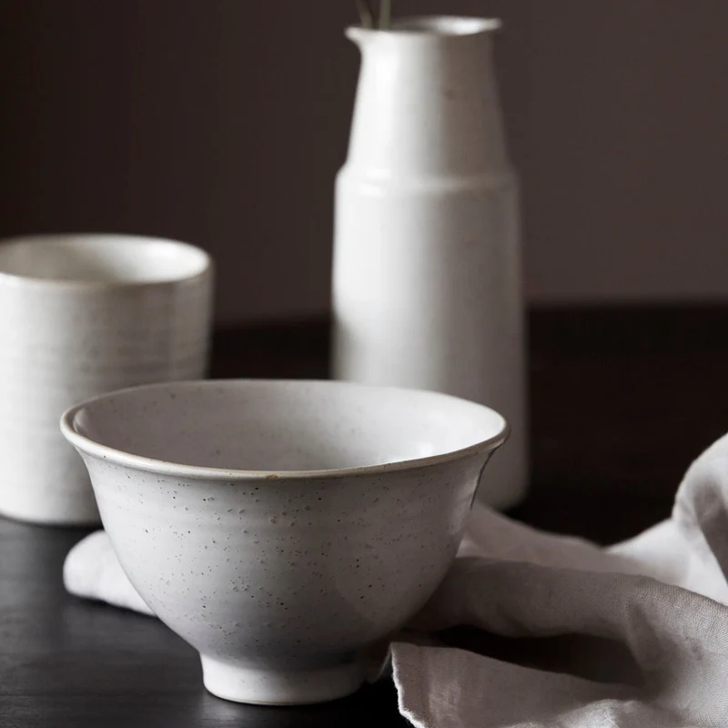 Pion Stoneware Bowl | White/Grey 14.5x8.5cm