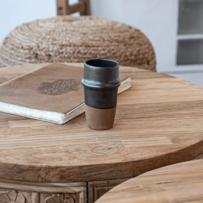Stoneware Cup | Black/Brown 6.5x12cm